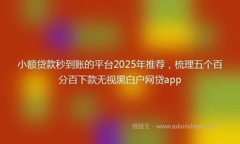 小额贷款秒到账的平台2025年推荐，梳理五个百分百下款无视黑白户网贷app