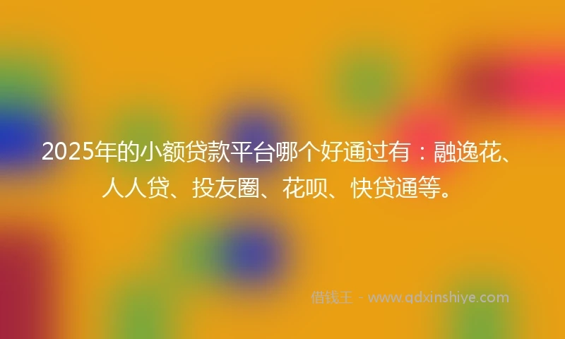 2025年的小额贷款平台哪个好通过有：融逸花、人人贷、投友圈、花呗、快贷通等。