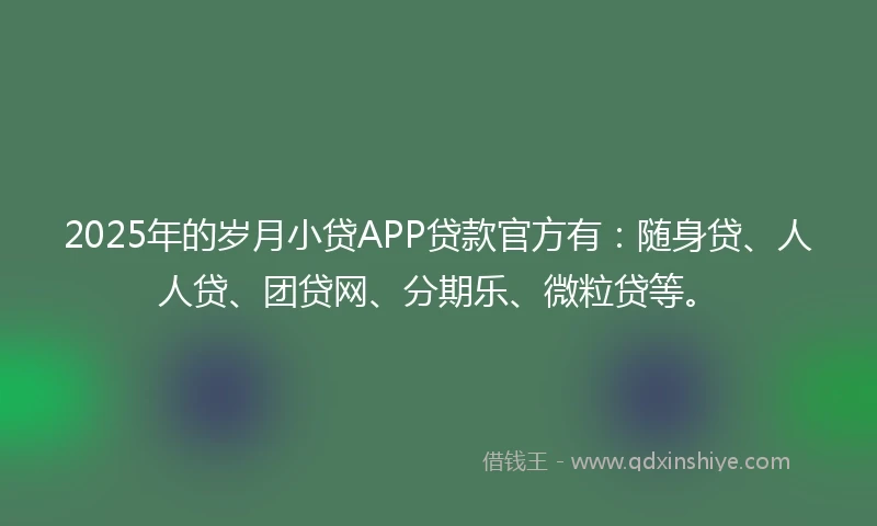 2025年的岁月小贷APP贷款官方有：随身贷、人人贷、团贷网、分期乐、微粒贷等。