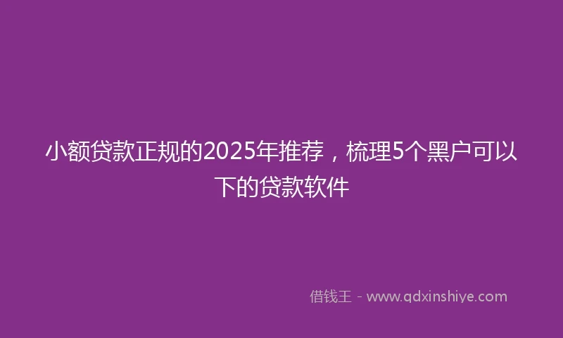 小额贷款正规的2025年推荐，梳理5个黑户可以下的贷款软件