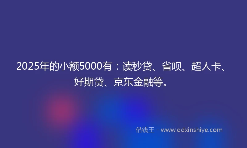 2025年的小额5000有：读秒贷、省呗、超人卡、好期贷、京东金融等。