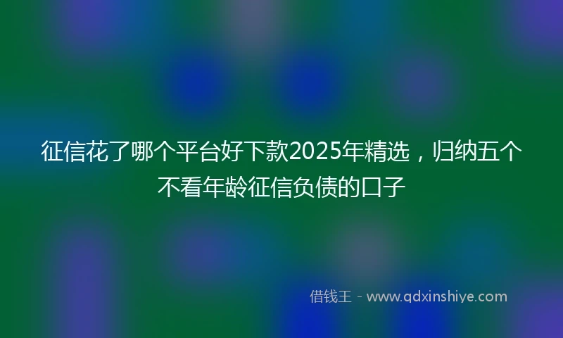 征信花了哪个平台好下款2025年精选，归纳五个不看年龄征信负债的口子