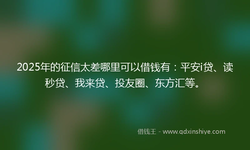 2025年的征信太差哪里可以借钱有：平安i贷、读秒贷、我来贷、投友圈、东方汇等。