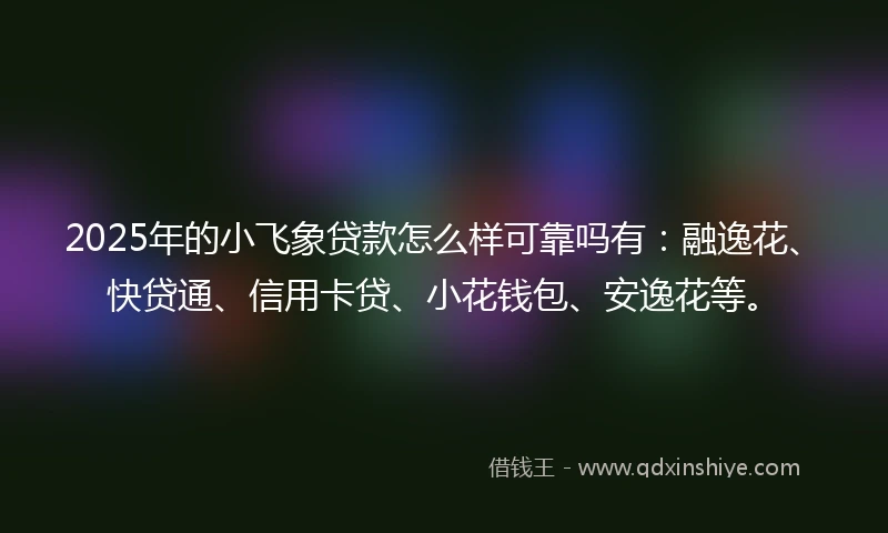 2025年的小飞象贷款怎么样可靠吗有:融逸花、快贷通、信用卡贷、小花钱包、安逸花等。