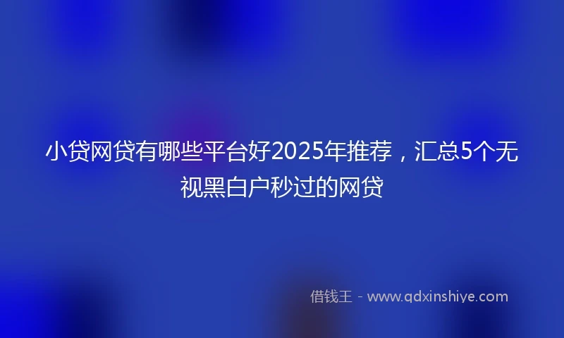 小贷网贷有哪些平台好2025年推荐，汇总5个无视黑白户秒过的网贷