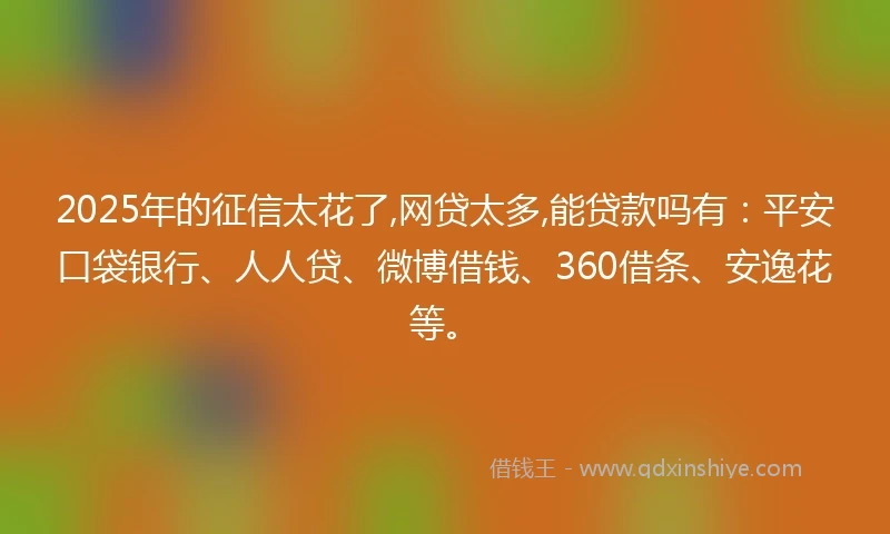 2025年的征信太花了,网贷太多,能贷款吗有：平安口袋银行、人人贷、微博借钱、360借条、安逸花等。