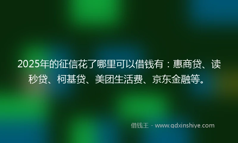 2025年的征信花了哪里可以借钱有：惠商贷、读秒贷、柯基贷、美团生活费、京东金融等。
