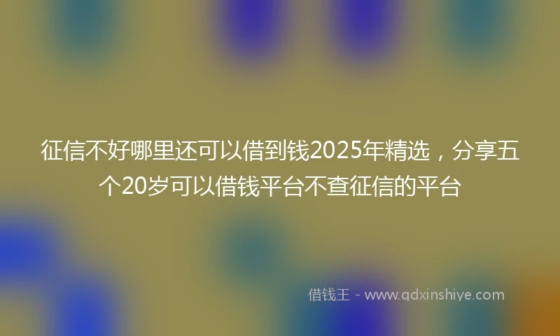 征信不好哪里还可以借到钱2025年精选,分享五个20岁可以借钱平台不查征信的平台