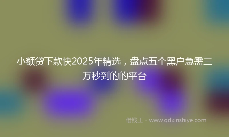 小额贷下款快2025年精选，盘点五个黑户急需三万秒到的的平台