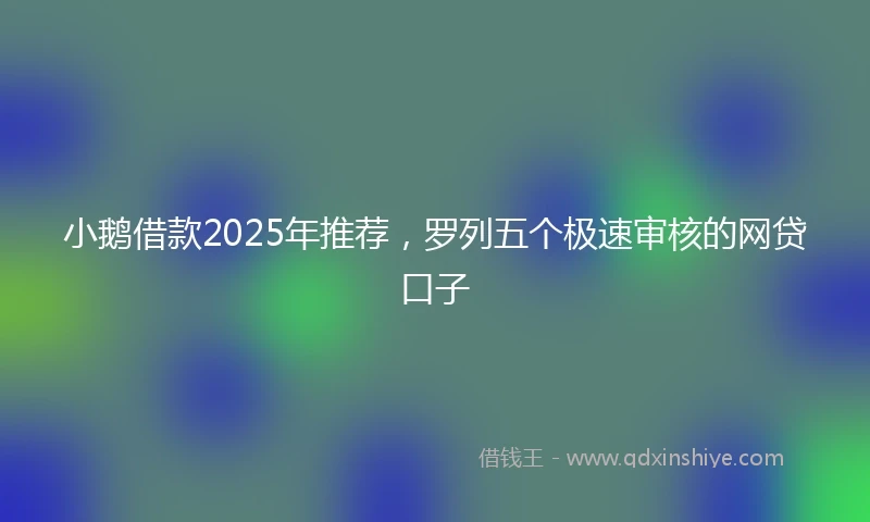小鹅借款2025年推荐，罗列五个极速审核的网贷口子