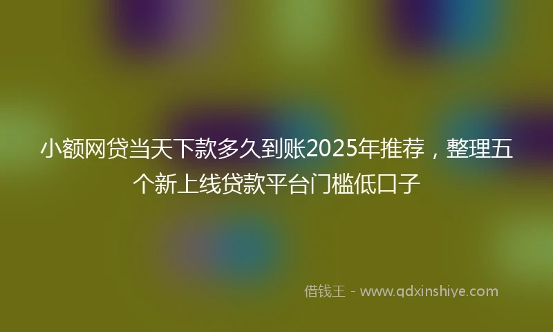 小额网贷当天下款多久到账2025年推荐，整理五个新上线贷款平台门槛低口子