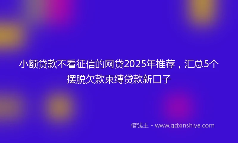 小额贷款不看征信的网贷2025年推荐，汇总5个摆脱欠款束缚贷款新口子