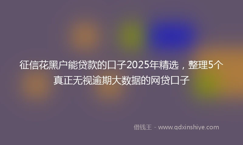 征信花黑户能贷款的口子2025年精选，整理5个真正无视逾期大数据的网贷口子