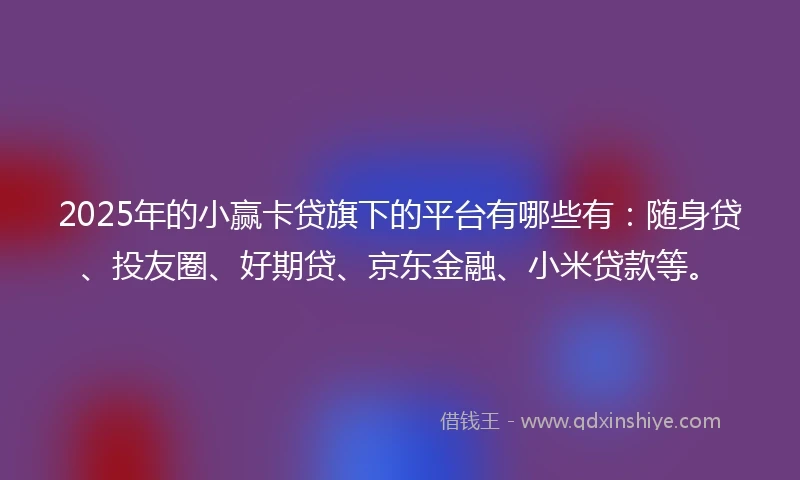 2025年的小赢卡贷旗下的平台有哪些有：随身贷、投友圈、好期贷、京东金融、小米贷款等。