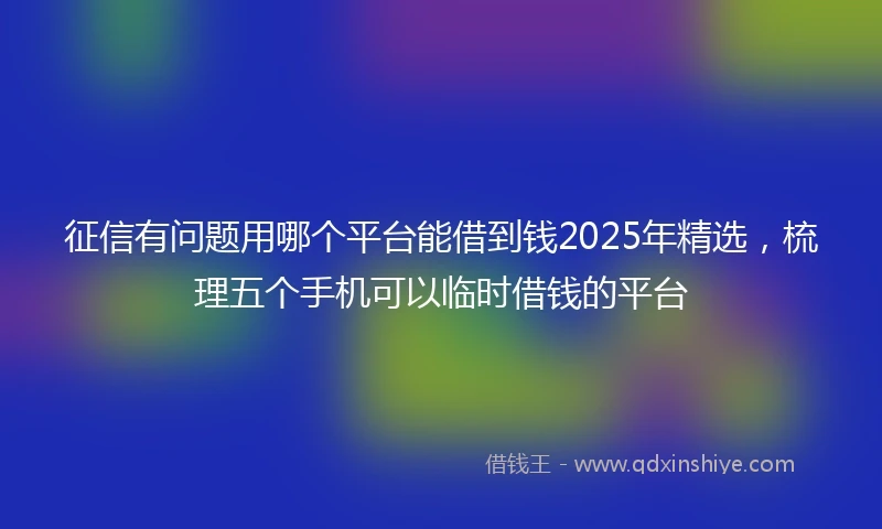 征信有问题用哪个平台能借到钱2025年精选，梳理五个手机可以临时借钱的平台