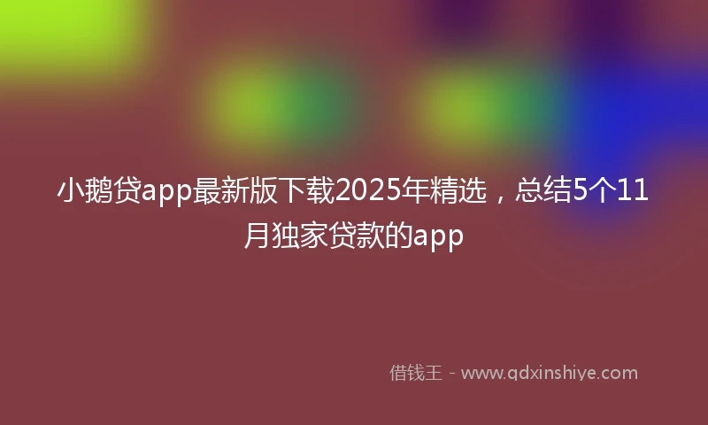 小鹅贷app最新版下载2025年精选，总结5个11月独家贷款的app