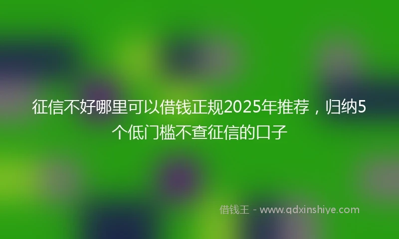 征信不好哪里可以借钱正规2025年推荐，归纳5个低门槛不查征信的口子