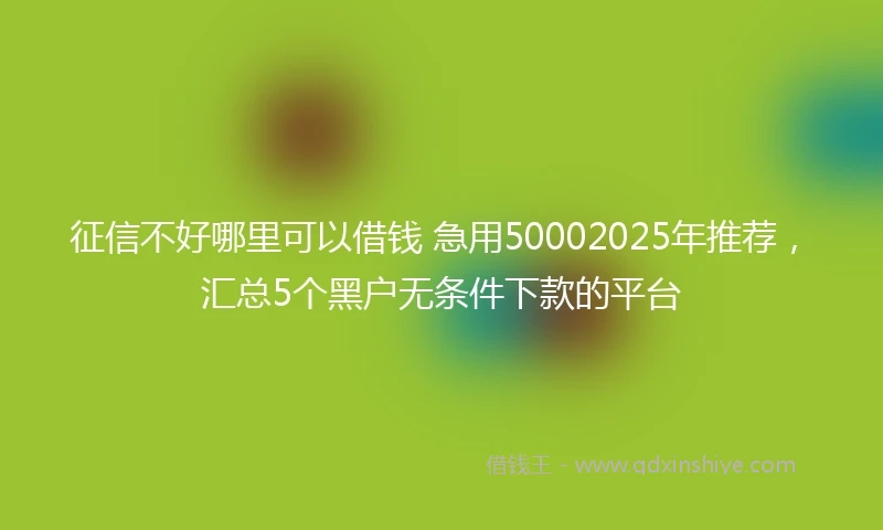 征信不好哪里可以借钱 急用50002025年推荐，汇总5个黑户无条件下款的平台
