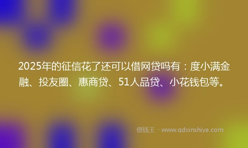 2025年的征信花了还可以借网贷吗有：度小满金融、投友圈、惠商贷、51人品贷、小花钱包等。