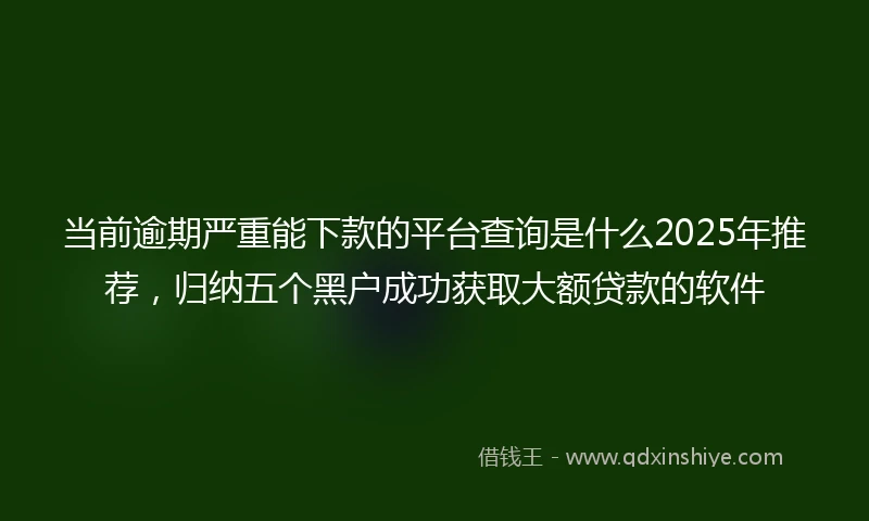 当前逾期严重能下款的平台查询是什么2025年推荐，归纳五个黑户成功获取大额贷款的软件