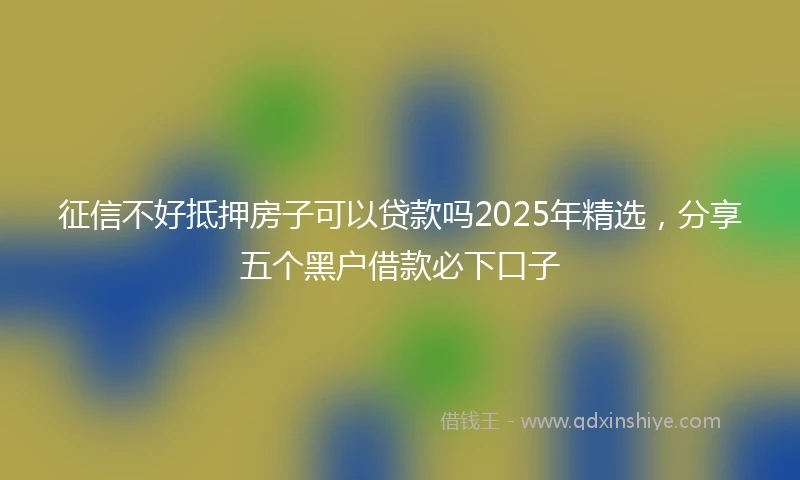 征信不好抵押房子可以贷款吗2025年精选，分享五个黑户借款必下口子