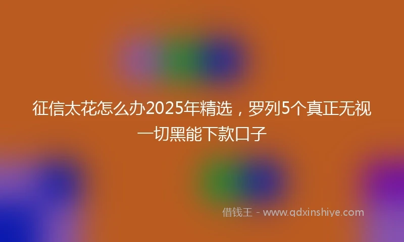 征信太花怎么办2025年精选，罗列5个真正无视一切黑能下款口子