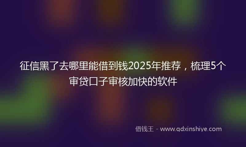 征信黑了去哪里能借到钱2025年推荐，梳理5个审贷口子审核加快的软件