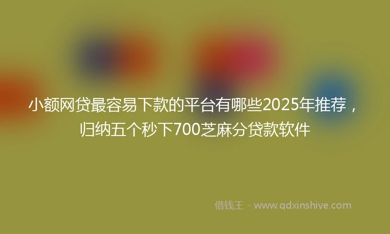 小额网贷最容易下款的平台有哪些2025年推荐，归纳五个秒下700芝麻分贷款软件