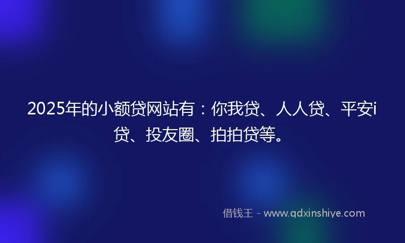 2025年的小额贷网站有：你我贷、人人贷、平安i贷、投友圈、拍拍贷等。