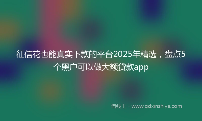 征信花也能真实下款的平台2025年精选，盘点5个黑户可以做大额贷款app