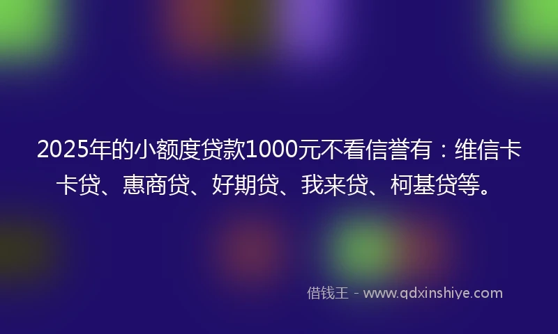 2025年的小额度贷款1000元不看信誉有：维信卡卡贷、惠商贷、好期贷、我来贷、柯基贷等。