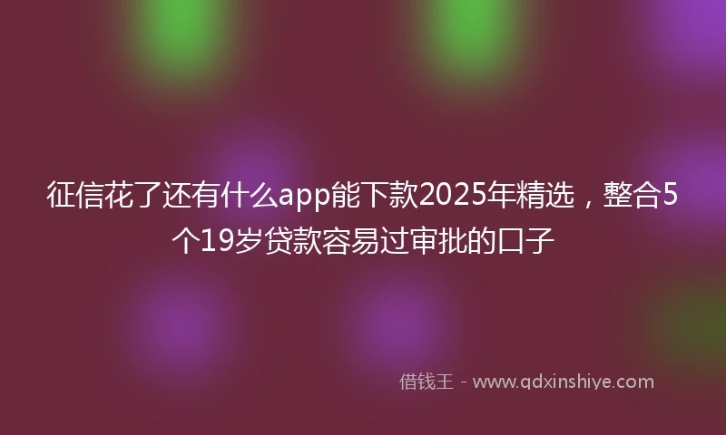征信花了还有什么app能下款2025年精选，整合5个19岁贷款容易过审批的口子