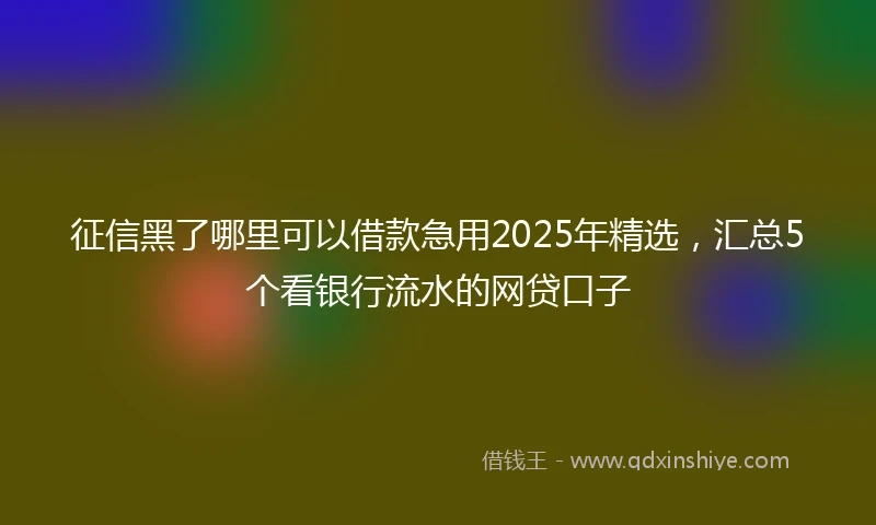征信黑了哪里可以借款急用2025年精选，汇总5个看银行流水的网贷口子