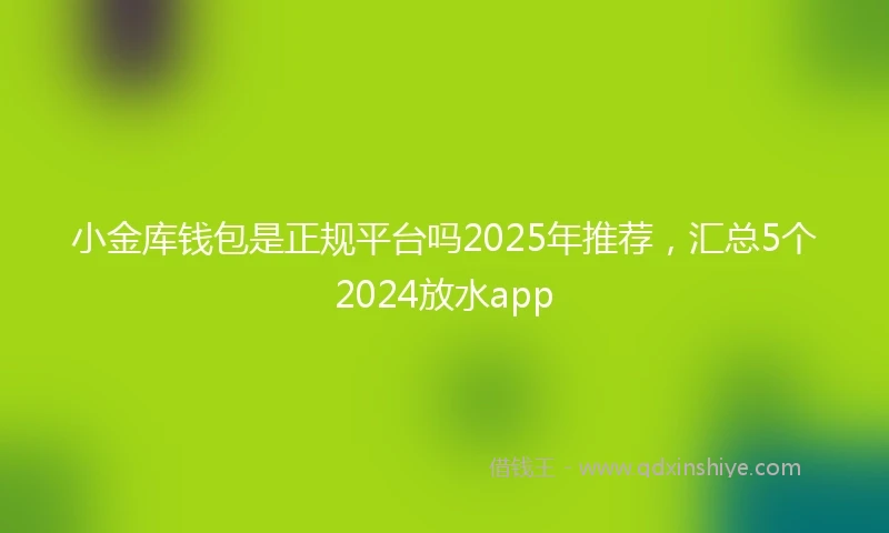 小金库钱包是正规平台吗2025年推荐，汇总5个2024放水app