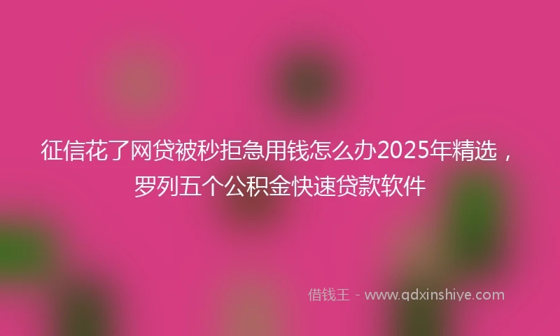 征信花了网贷被秒拒急用钱怎么办2025年精选，罗列五个公积金快速贷款软件