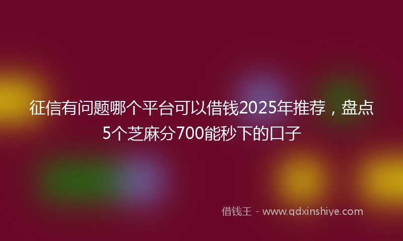 征信有问题哪个平台可以借钱2025年推荐，盘点5个芝麻分700能秒下的口子