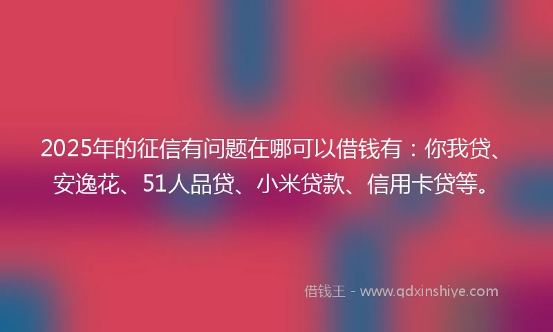 2025年的征信有问题在哪可以借钱有：你我贷、安逸花、51人品贷、小米贷款、信用卡贷等。
