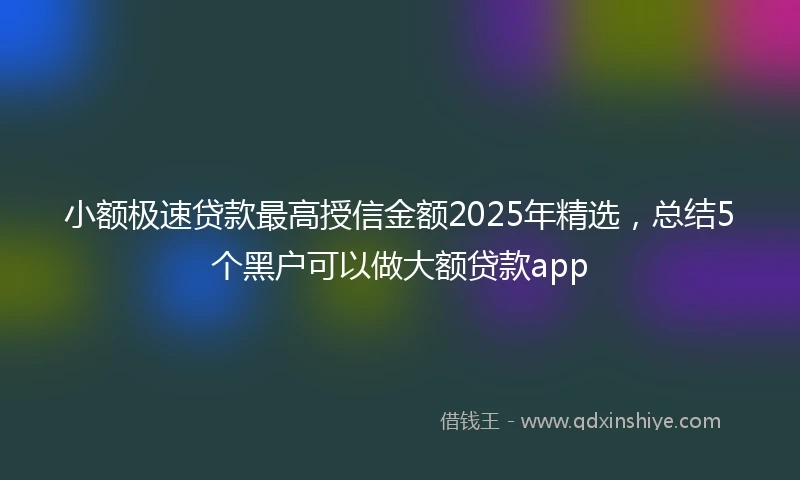 小额极速贷款最高授信金额2025年精选，总结5个黑户可以做大额贷款app