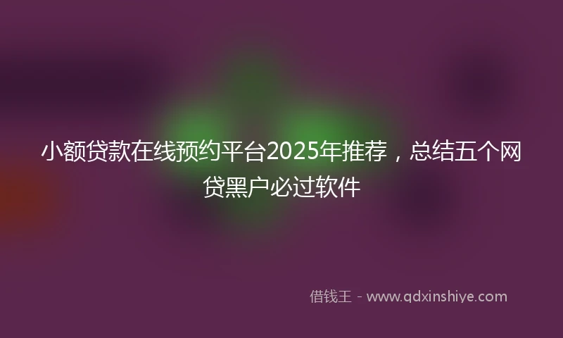 小额贷款在线预约平台2025年推荐，总结五个网贷黑户必过软件