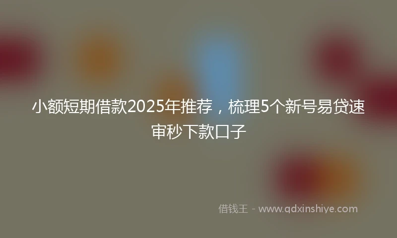 小额短期借款2025年推荐，梳理5个新号易贷速审秒下款口子