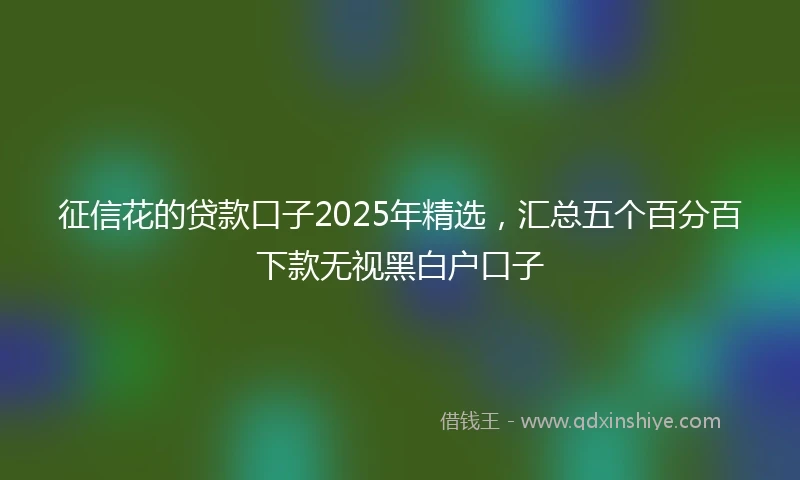 征信花的贷款口子2025年精选，汇总五个百分百下款无视黑白户口子