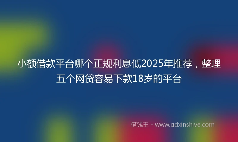 小额借款平台哪个正规利息低2025年推荐，整理五个网贷容易下款18岁的平台