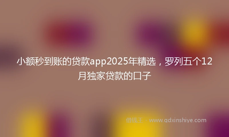 小额秒到账的贷款app2025年精选，罗列五个12月独家贷款的口子