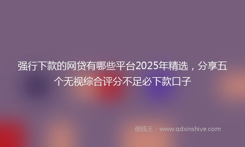 强行下款的网贷有哪些平台2025年精选，分享五个无视综合评分不足必下款口子