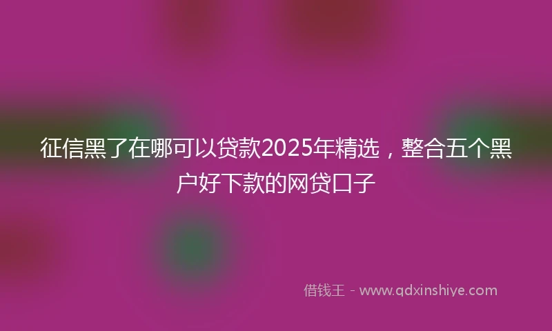 征信黑了在哪可以贷款2025年精选，整合五个黑户好下款的网贷口子