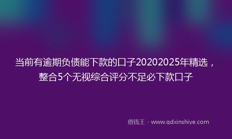 当前有逾期负债能下款的口子20202025年精选，整合5个无视综合评分不足必下款口子