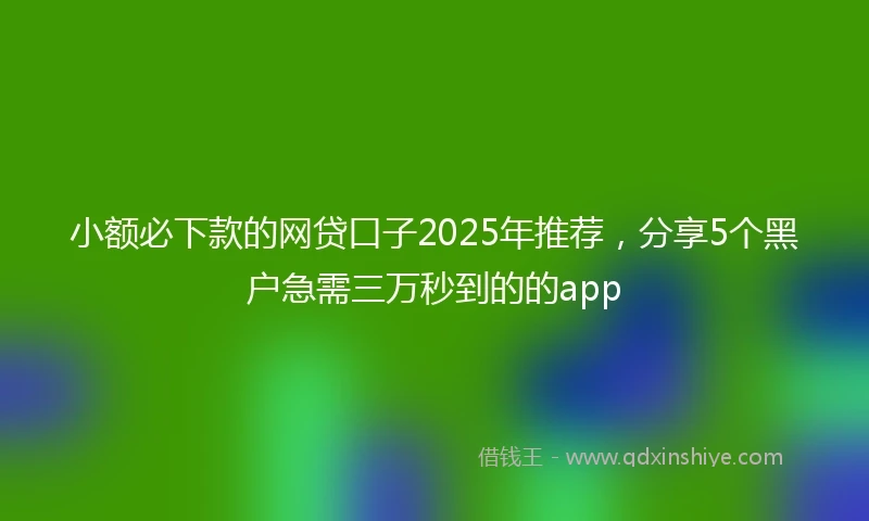 小额必下款的网贷口子2025年推荐，分享5个黑户急需三万秒到的的app