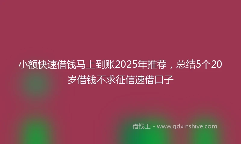 小额快速借钱马上到账2025年推荐，总结5个20岁借钱不求征信速借口子