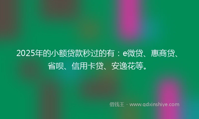 2025年的小额贷款秒过的有：e微贷、惠商贷、省呗、信用卡贷、安逸花等。