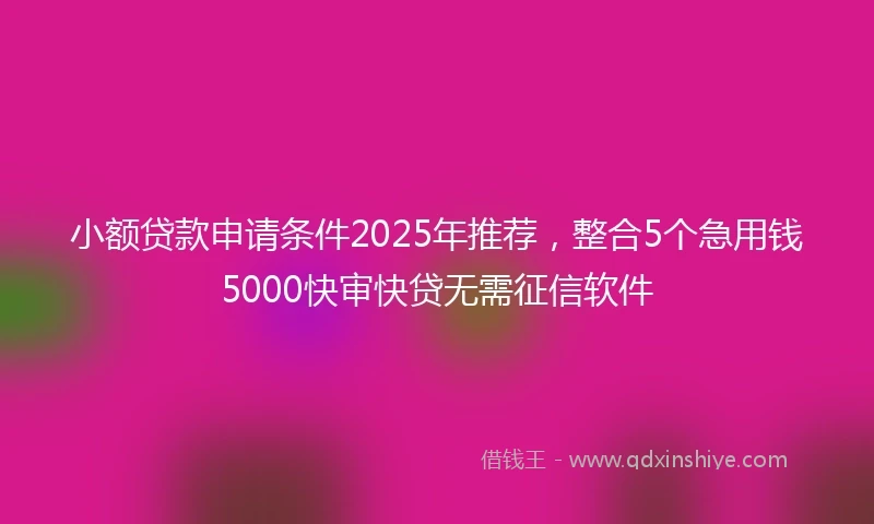 小额贷款申请条件2025年推荐,整合5个急用钱5000快审快贷无需征信软件